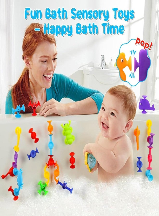 RAMONI Suction Toys Kids Bath Toys,18Pcs Slicone Sucker Toys for Kids Sensory Toys for 3 4 5 6 7 8 9Year Old Boys Girls,Building Toys for Stress Release and Travel - Image 3